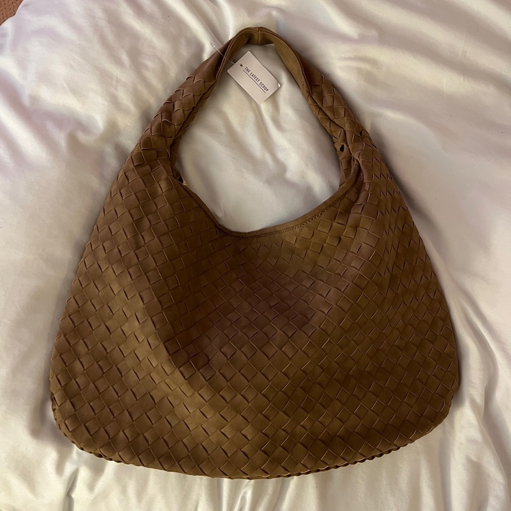 Woven Suede Effect Shoulder Bag